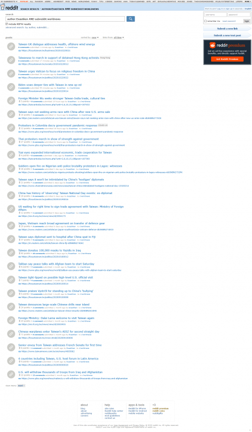 Screenshot 2020 10 22 reddit com search results author Exastiken AND subreddit worldnews(1)