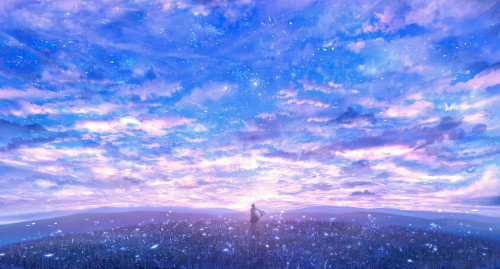 girl in lavender field alone clouds 4k js