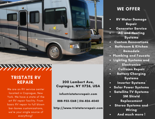 Tristate RV Repair is the best Truck Repair Shop in New York.  Contact and meet RV specialist today for all types of RV’s trucks and luxury buses Interior and exterior body work and maintenance. Visit us at http://www.tristatervrepair.com/about.html