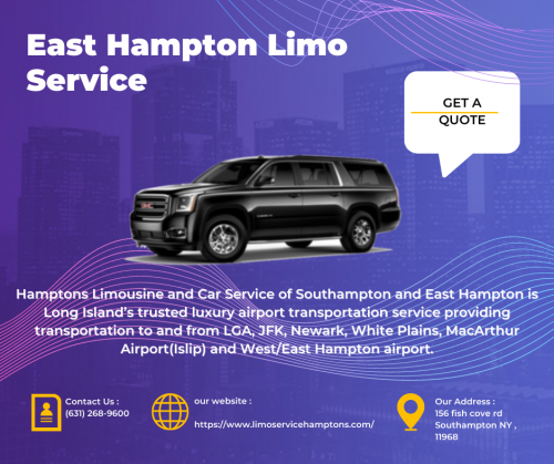 Get exclusive East Hampton Limo Service without burning a hole to your pocket. For your convenience, East Hampton Limo Company available 24/7 hours. Call us at 631-268-9600to book high class limousine for every transportation needs like wine tour, airport pick up and drop, hourly travel at https://www.limoservicehamptons.com/east-hampton-limo-service/