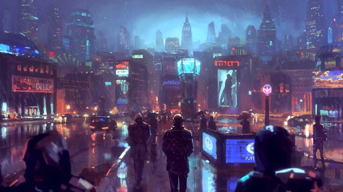 255 2553746 cyberpunk city sci fi raining people skyscrapers cyberpunk
