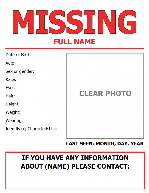 missing persons flyer