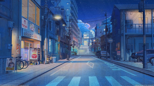 HD wallpaper anime street japan japanese anime orginal scenery street night