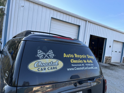 Commercial vehicle graphics for auto repair shop