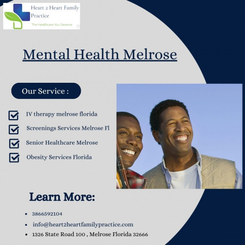 Located in the tranquil heart of Melrose, Men's Health Services offers a compassionate sanctuary for individuals seeking emotional well-being. Our dedicated team of professionals provides individualised support while fostering a nurturing environment for mental health exploration and treatment. With a focus on tailored care and understanding, we strive to empower individuals on their unique journey toward mental wellness. Mental Health At Melrose, we prioritise your emotional health, guiding you toward a brighter, more resilient future.

Visit here:-  https://www.heart2heartfamilypractice.com/men-s-health