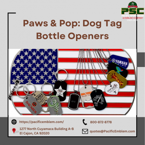Unleash your love for dogs with our unique Dog Tag Bottle Openers. Crafted from durable metal, these stylish accessories double as a handy bottle opener. Whether you're at a backyard barbecue or a tailgate party, these dog tag-inspired openers are sure to be a conversation starter. Combine function with flair and show off your canine companionship wherever you go.

Visit: https://pacificemblem.com/products/dog-tags/