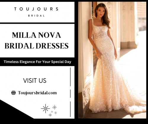 Milla Nova handcrafts fashion-forward bridal dresses for your special occasion. Grab eyeballs of your show by wearing our inspiring bridal gowns that are completely unique and beautiful. Send us an email at info@toujoursbridal.com for more details.