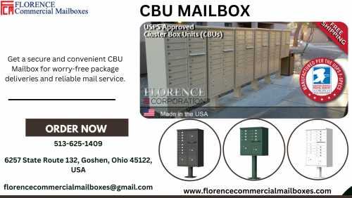 Florence Commercial Mailboxes offers durable CBU mailbox units designed for multi-tenant buildings that provide secure mailboxes. With our weather-resistant and reliable mailbox solutions, you can experience seamless mail and package delivery. Explore our range of mailboxes on our website today.

Visit: https://www.florencecommercialmailboxes.com/cbu-standard
