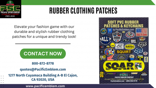 Pacific Emblem Company offers a wide selection of premium rubber clothing patches to elevate your style. Our durable and versatile patches are perfect for adding a unique touch to your garments. Explore our collection and find the perfect patches to showcase your individuality. For more details visit the website.

Visit: https://pacificemblem.com/products/custom-patches/soft-pvc-rubber-patches/