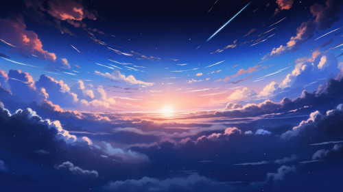 Anime Sunset Sky AI Generated 4K Wallpaper