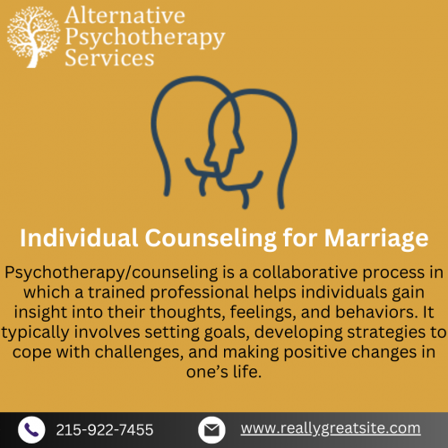 Individual counseling for marriage, also known as marriage counseling for one, is a specialized form of therapy designed to support individuals who are struggling within the context of their marriage or committed relationship. While traditional couples counseling involves both partners attending sessions together, individual counseling for marriage focuses solely on the needs, concerns, and personal growth of one individual.