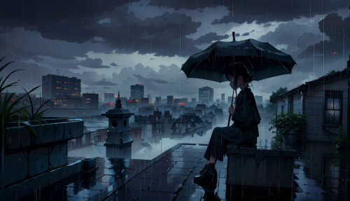 wallpapersden.com hd sad anime girl in dark rain 1952x1120