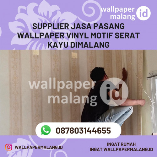supplier jasa pasang wallpaper vinyl motif serat kayu dimalang